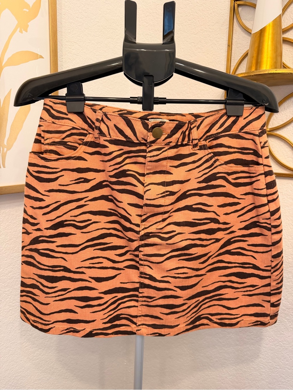 Gianni Bini Tiger-Print Orange Mini Skirt